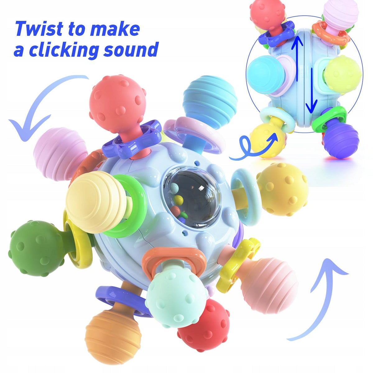 VORENUS Spinning Ball senzorická loptička a hryzadlo 11 cm