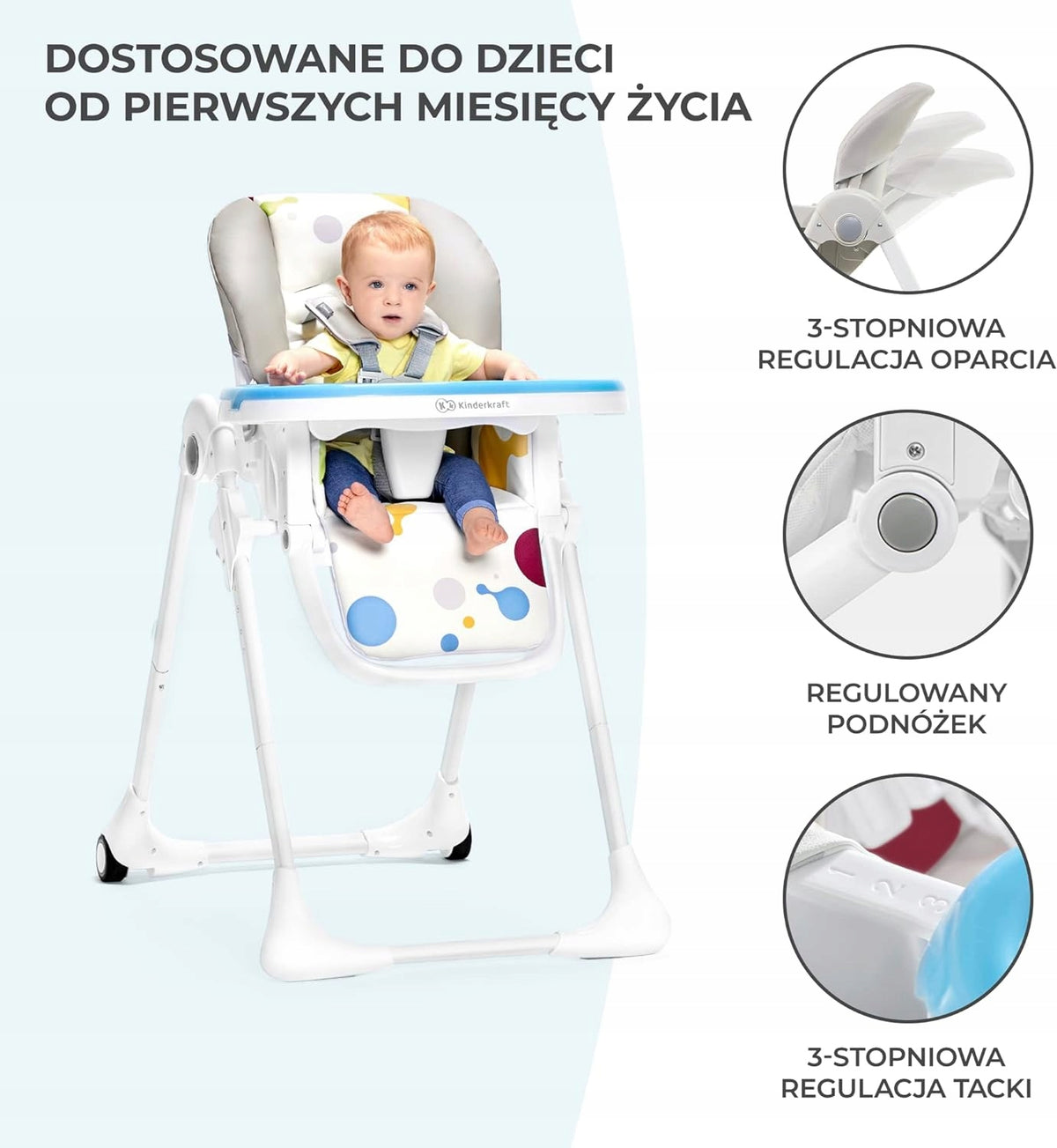 KINDERKRAFT YUMMY jedálenská stolička s pultíkom