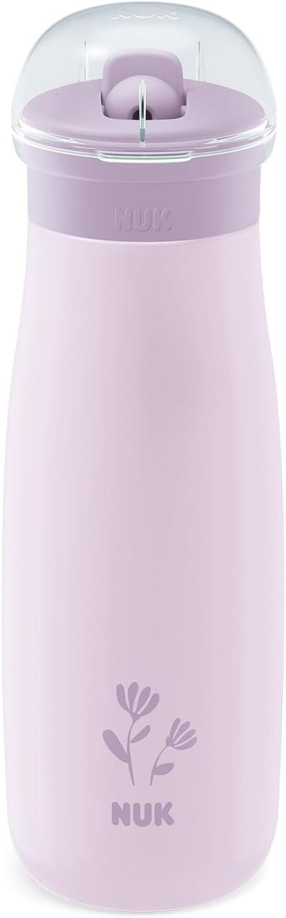 NUK Mini-Me Flip oceľová fľaša so slamkou a náustkom 500 ml 12 m+