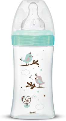 DODIE sklenená fľaša 270 ml 0-6 m cumlík 2 stredný prietok