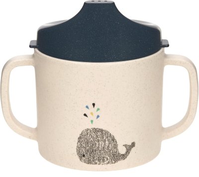 LASSIG Sippy Cup Little Water Whale pohárik s náustkom 150 ml 6 m+